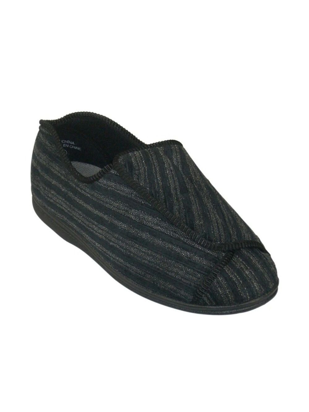 Tender Tootsies Velcro Cord Men's Black Diabetic Slipper
